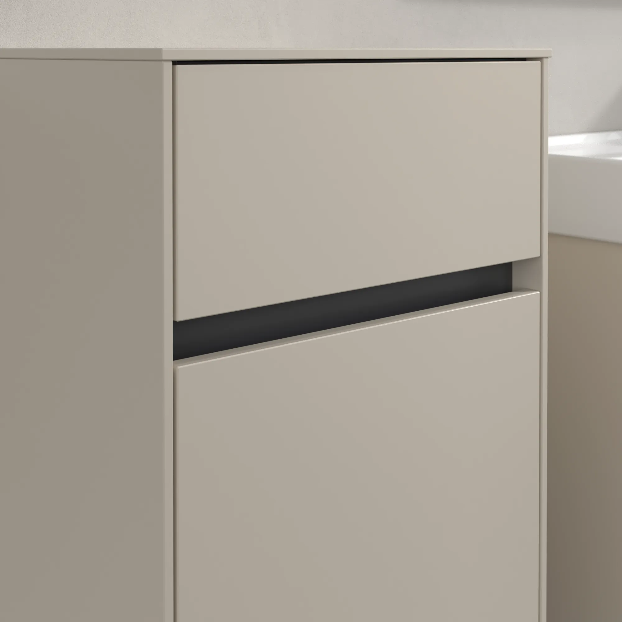 Villeroy & Boch Seitenschrank Collaro C03200, Cashmere Grey, 404x748x349 mm, 1 Tür, 1 Schublade mit SoftClosing, Wandmontage