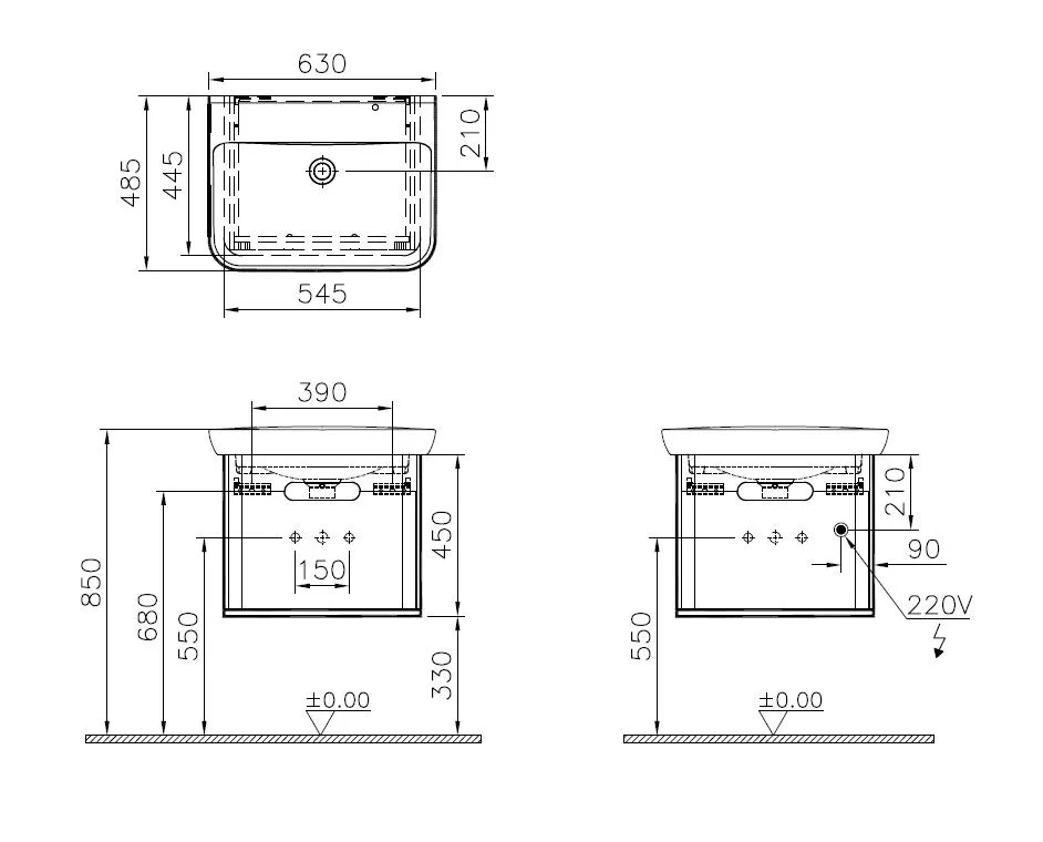 VitrA Sento Set 63 cm Waschtisch + Unterschrank 1 Lade Hellgrau Matt VitrA Sento Set 63 cm Waschtisch + Unterschrank 1 Lade Hellgrau Matt