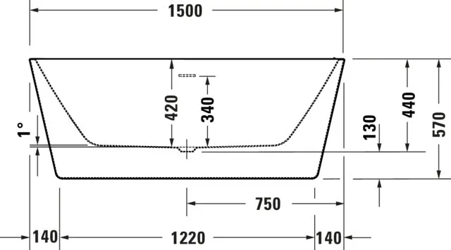 Duravit Badewanne „DuraSkye“ freistehend rechteck 150 × 75 cm