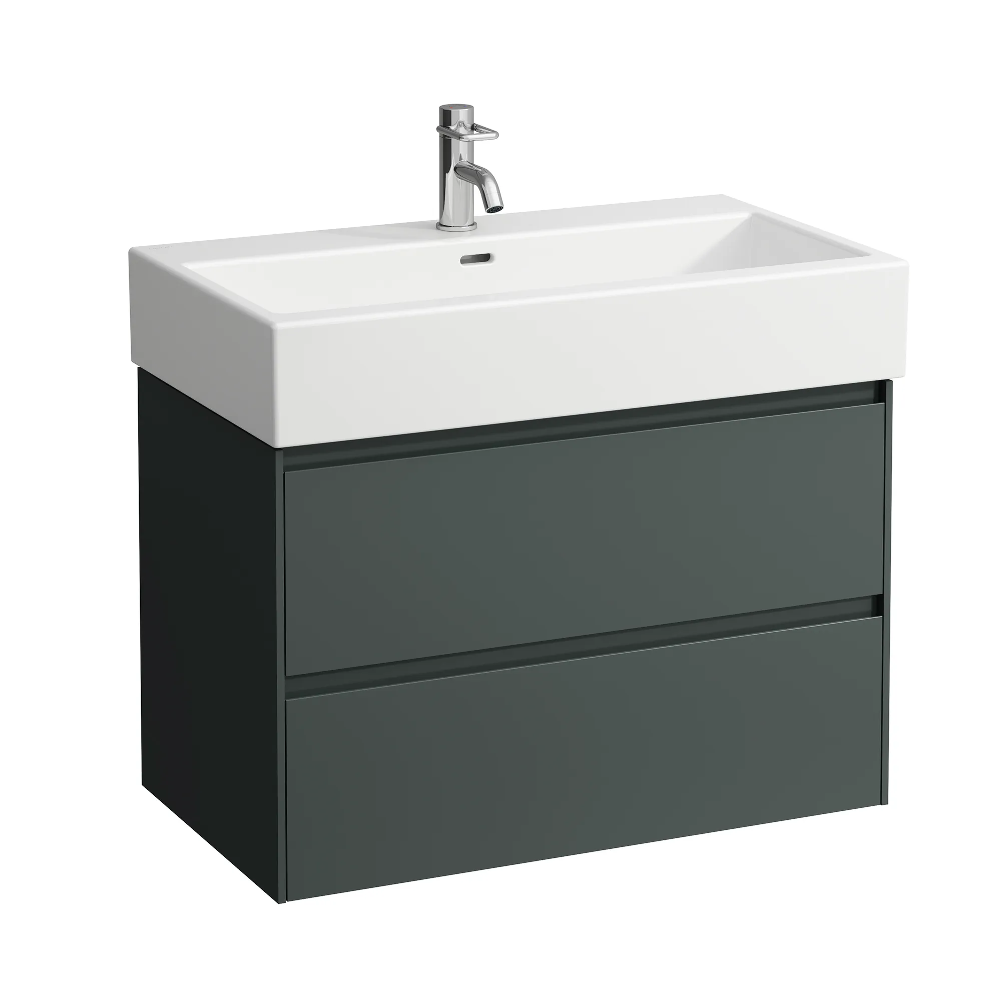 Waschtischunterbau LANI 442x784x515 mit 2 Schubladen integrierter Griffleiste Vollauszug und Soft-Close für Waschtisch LUA H810087 weiß matt