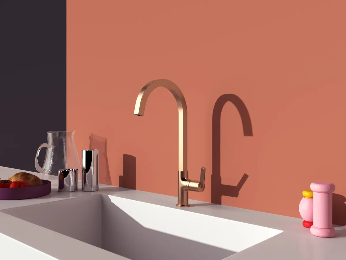 Küchenarmatur Gusto Ausladung 204mm eckiger Auslauf Brushed Gold Küchenarmatur Gusto Ausladung 204mm eckiger Auslauf Brushed Gold