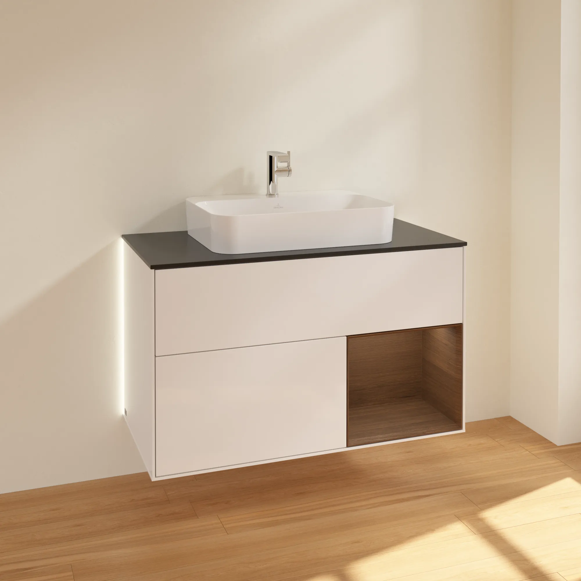 Villeroy & Boch Waschtischunterschrank „Finion“ für Schrankwaschtisch 1000 × 603 × 501 mm Glossy White Lacquer, für Becken mittig