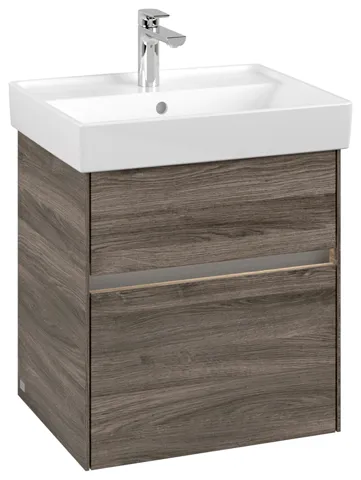 Villeroy & Boch Waschtischunterschrank „Collaro“ 510 × 546 × 414 mm Stone Oak, für Becken mittig, mit Beleuchtung