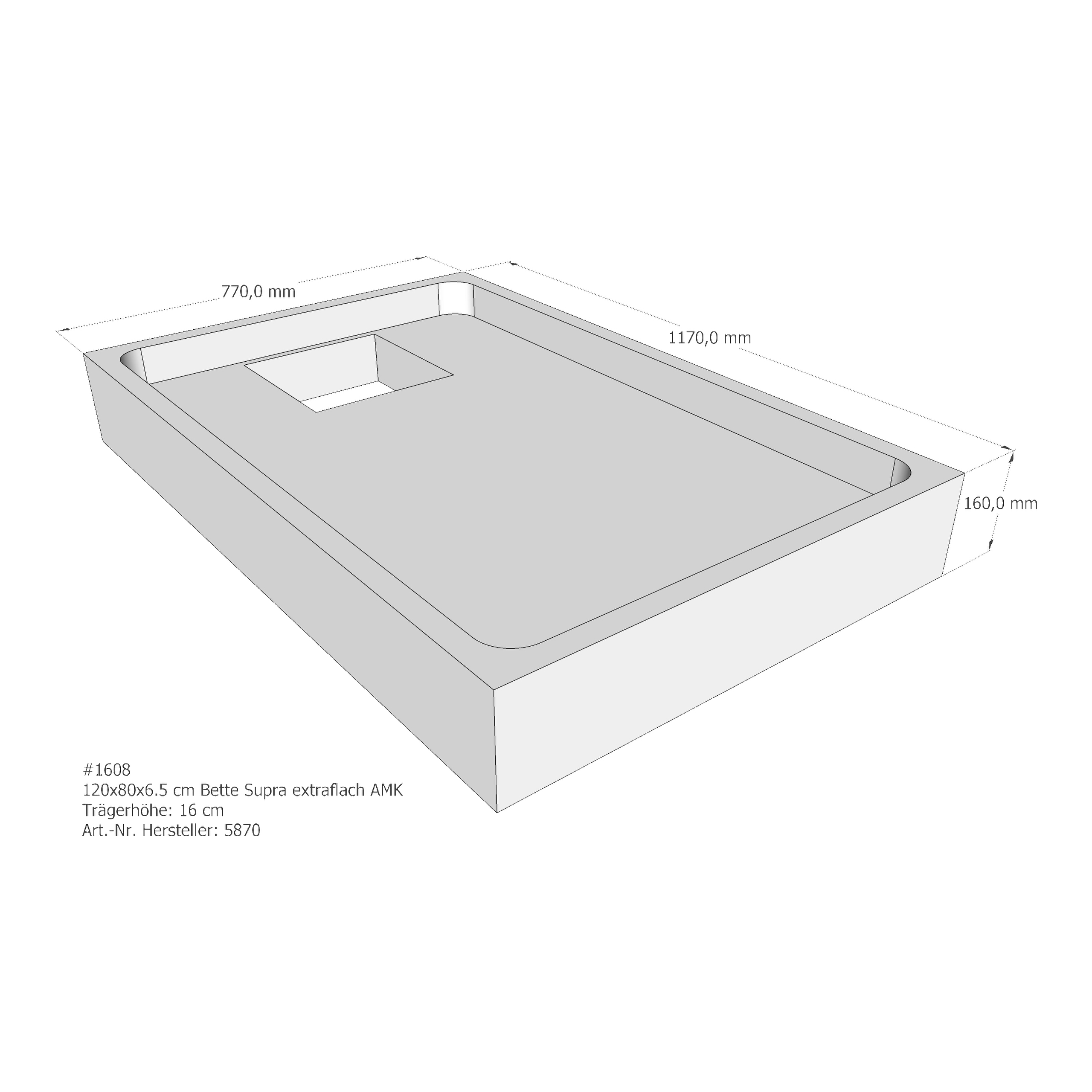 Duschwannenträger für Bette Supra (extraflach) 120 × 80 × 6,5 cm