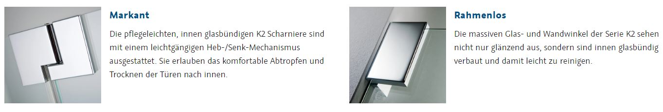 HSK Drehtür an Nebenteil „K2“ Glas Klar hell,