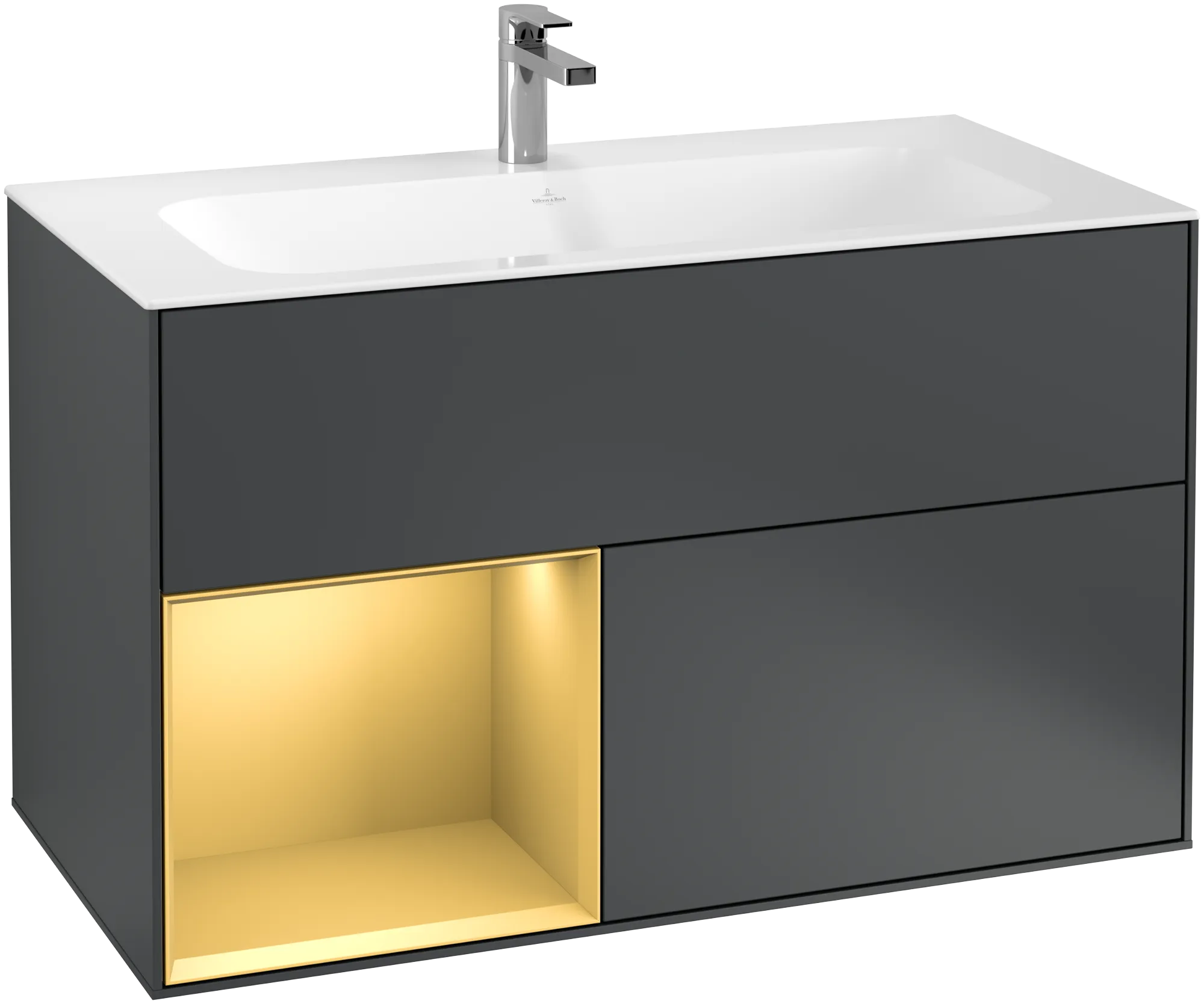 Villeroy & Boch Finion Waschbeckenunterschrank F03, 996x591x498mm, Midnight Blue Matt Lacquer / Gold Matt Lacquer