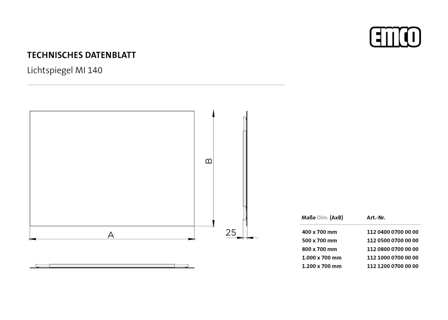 emco Lichtspiegel „MI 140“ 40 × 70 cm