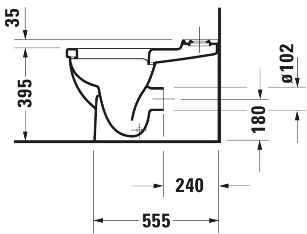 Stand-WC Kombi Starck 3 655 mm Tiefspüler,f.SPK,Abg.Vario,weiß,HYG