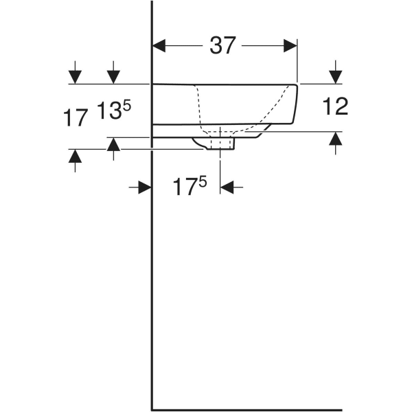 Wandwaschtisch „Renova Compact“, rechteckig, mit Überlauf 55 × 37 cm in weiß alpin Wandwaschtisch „Renova Compact“, rechteckig, mit Überlauf 55 × 37 cm in weiß alpin