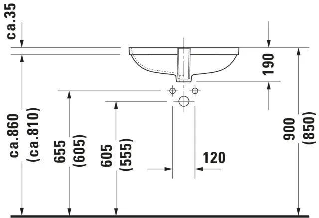 Unterbauwaschtisch „D-Code“, Form rechteckig 56 × 40 cm