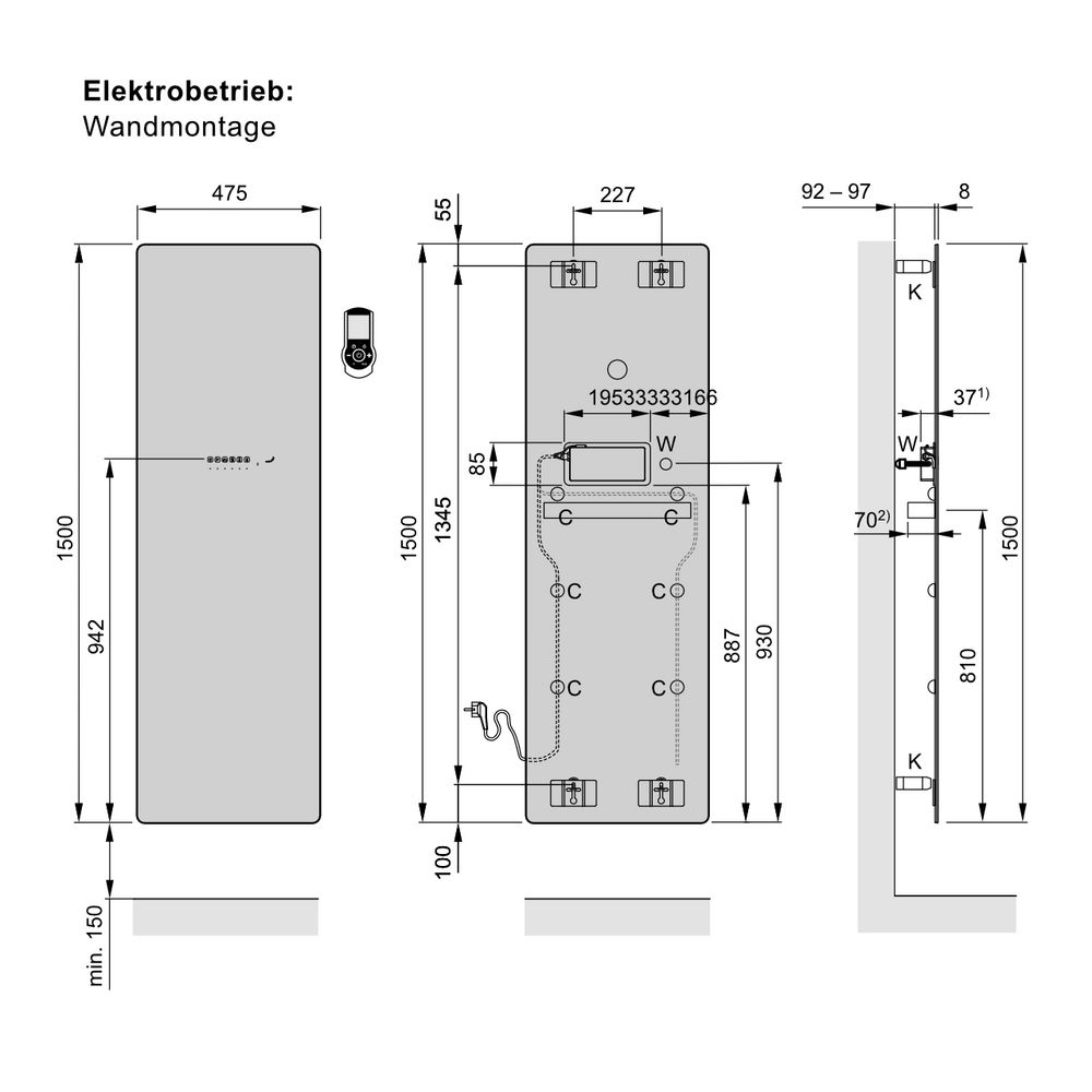 Zehnder Deseo Verso elektrischer Design-Heizkörper, Spiegel, 1500x95x475 mm, 230V, IP45 Zehnder Deseo Verso elektrischer Design-Heizkörper, Spiegel, 1500x95x475 mm, 230V, IP45