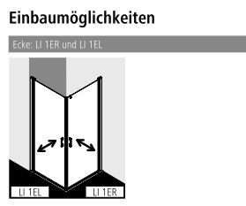 Kermi Duschtür Eckeinstieg (Pendeltüren) Halbteil rechts „LIGA“ 185 cm Profile Silber Hochglanz, Drehtür einteilig