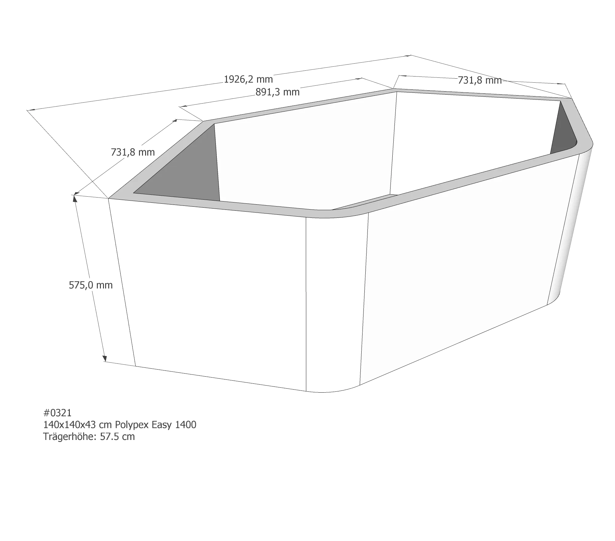 Badewannenträger passend für Polypex Easy 1400 140 × 140 × 43 cm Badewannenträger passend für Polypex Easy 1400 140 × 140 × 43 cm