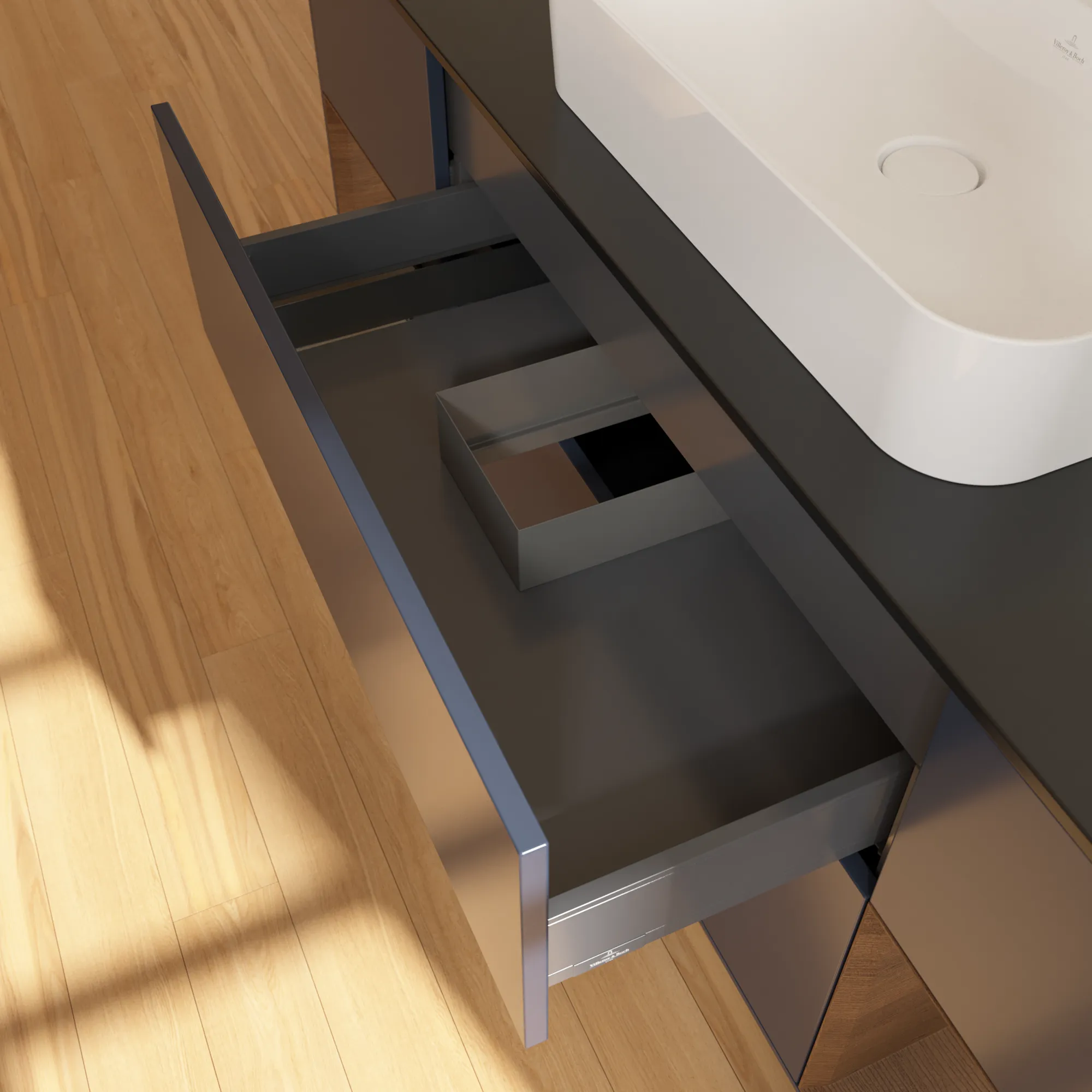 Villeroy & Boch Waschtischunterschrank „Finion“ für Schrankwaschtisch 1600 × 603 × 501 mm Midnight Blue Matt Lacquer, für Becken mittig