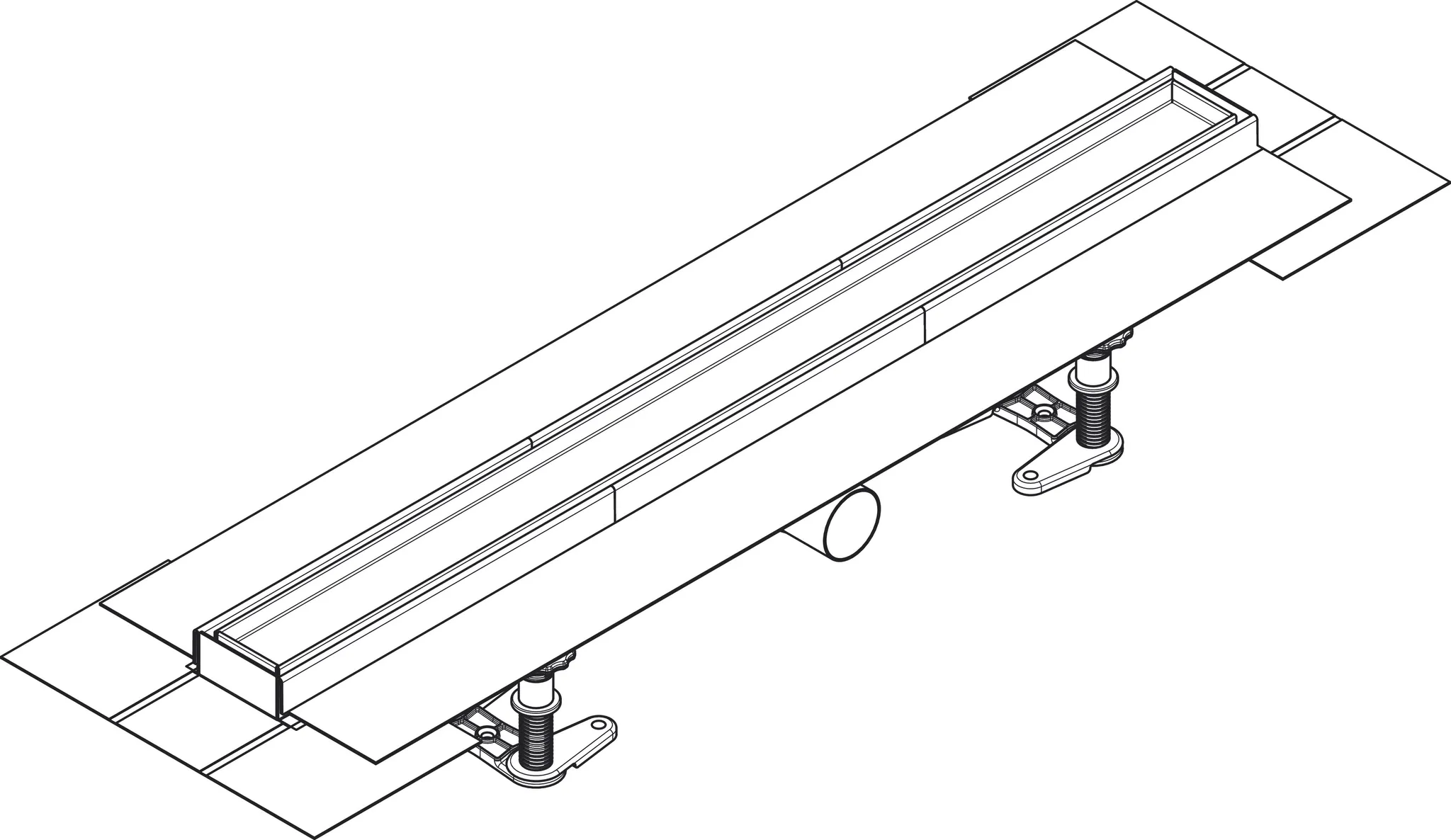 RainDrain Compact Komplettset Duschrinne 700 befliesbar für flache Installation k.a.