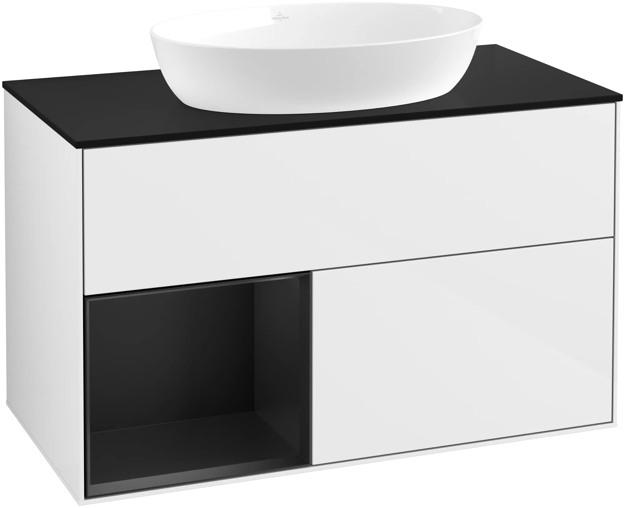 Villeroy & Boch Finion Waschbeckenunterschrank FA1 1000x603x501mm Glossy White Lacquer / Black Matt Villeroy & Boch Finion Waschbeckenunterschrank FA1 1000x603x501mm Glossy White Lacquer / Black Matt