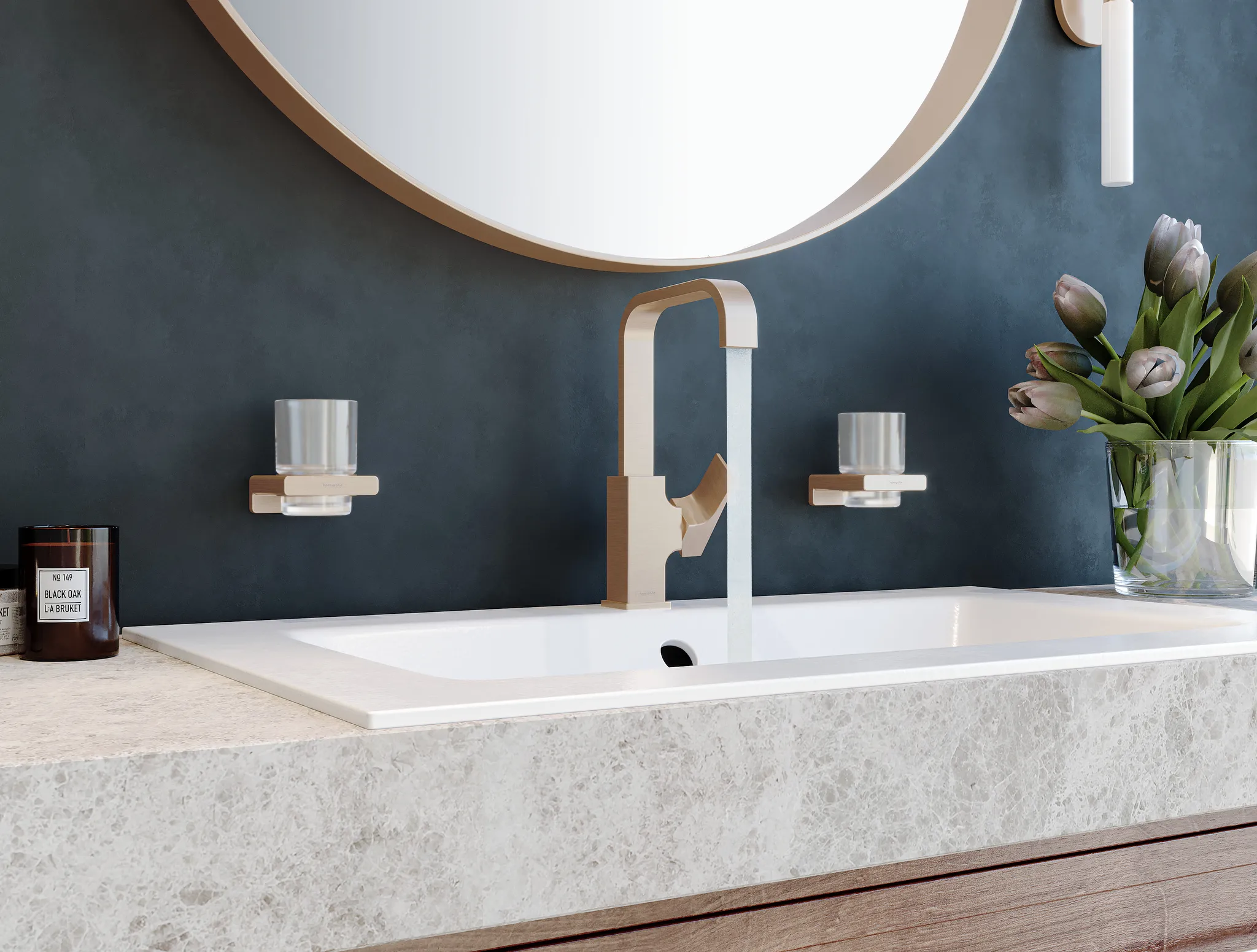 Hansgrohe Metropol Einhebel-Waschtischmischer 230 BBR, Brushed Bronze, Ausladung 165 mm, Auslaufhöhe 226 mm, Push-Open Ablaufgarnitur