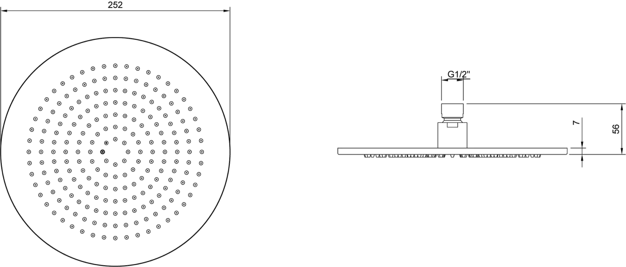 Duschkopf TVC00000100061, rund ⌀ 25 × 6,3 cm in Chrom