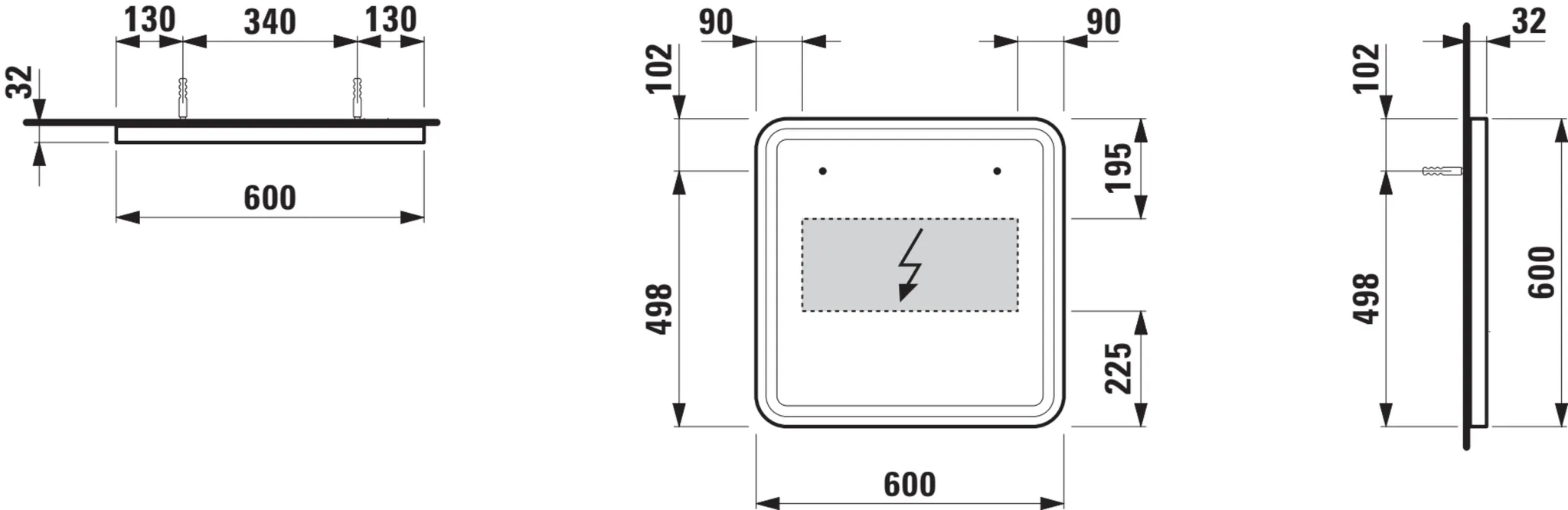 Base 2.0 Spiegel 44438.0, quadr. LED Bel.,1 Sensorsch., 600x600 schw.m Base 2.0 Spiegel 44438.0, quadr. LED Bel.,1 Sensorsch., 600x600 schw.m