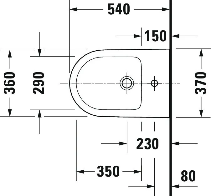 Duravit Wand-Bidet „D-Neo“, Befestigung sichtbar 37 × 54 × 27 cm