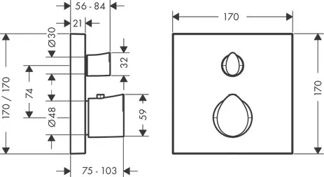 Thermostat UP Axor Starck Organic F-Set chrom mit Absperr-u.Umstellventil