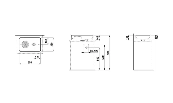 Waschtisch-Schale VAL 360x550x145 ohne Hahnloch mit Überlauf mit semi-trockenem Bereich innerhalb der Schale weiß Waschtisch-Schale VAL 360x550x145 ohne Hahnloch mit Überlauf mit semi-trockenem Bereich innerhalb der Schale weiß
