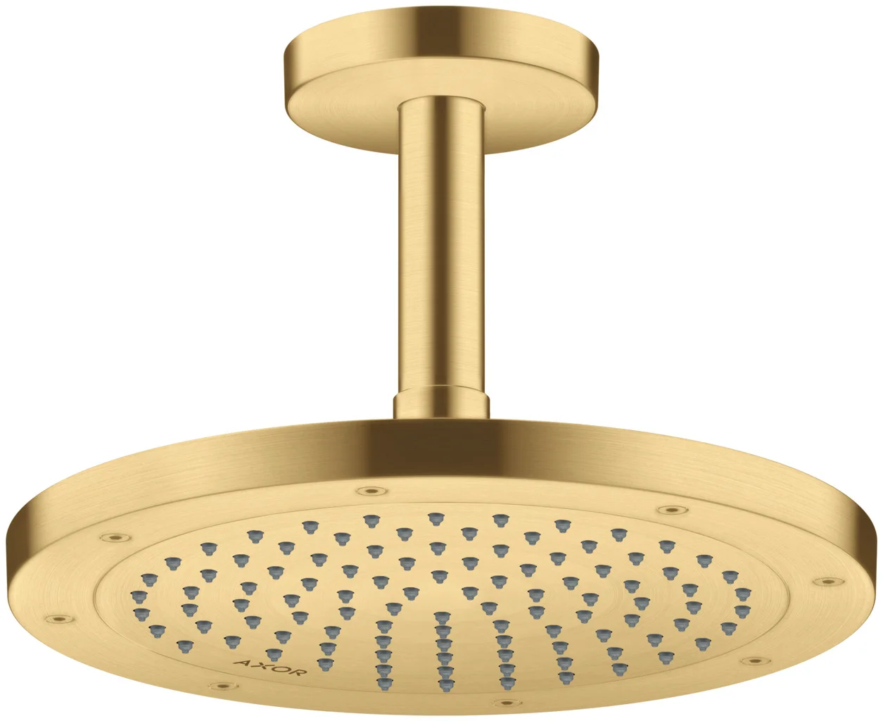 Hansgrohe AXOR ShowerSolutions Kopfbrause 245 1jet EcoSmart Brushed Gold Optic, 245 mm Durchmesser, verstellbarer Winkel, abnehmbar zur Reinigung, für Decken- oder Wandmontage, G 1/2 Anschlussgewinde