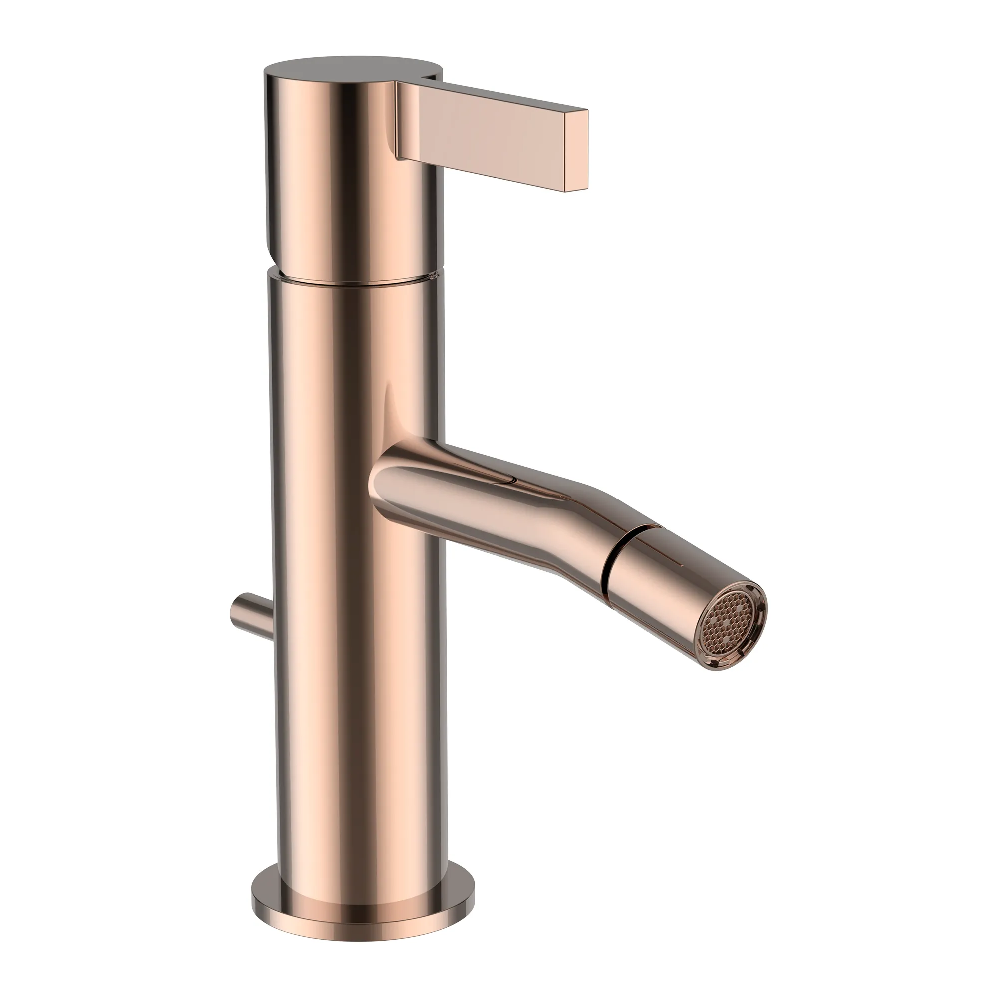Einhebel-Bidetmischer, Kartell Ausladung 110 mm, Festauslauf, ohne Ablaufventil, mit Zugstange, PVD Roseold Einhebel-Bidetmischer, Kartell Ausladung 110 mm, Festauslauf, ohne Ablaufventil, mit Zugstange, PVD Roseold