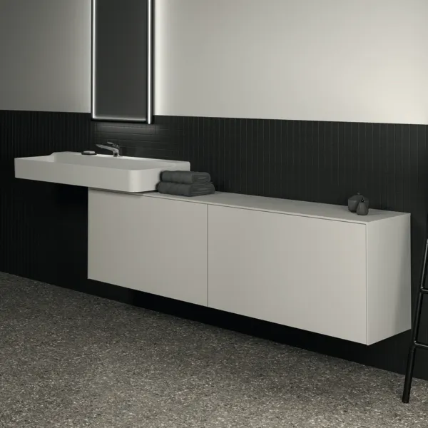 Ideal Standard Waschtischunterschrank „Conca“ 198,7 × 55 × 37,3 cm Weiß matt lackiert Ideal Standard Waschtischunterschrank „Conca“ 198,7 × 55 × 37,3 cm Weiß matt lackiert