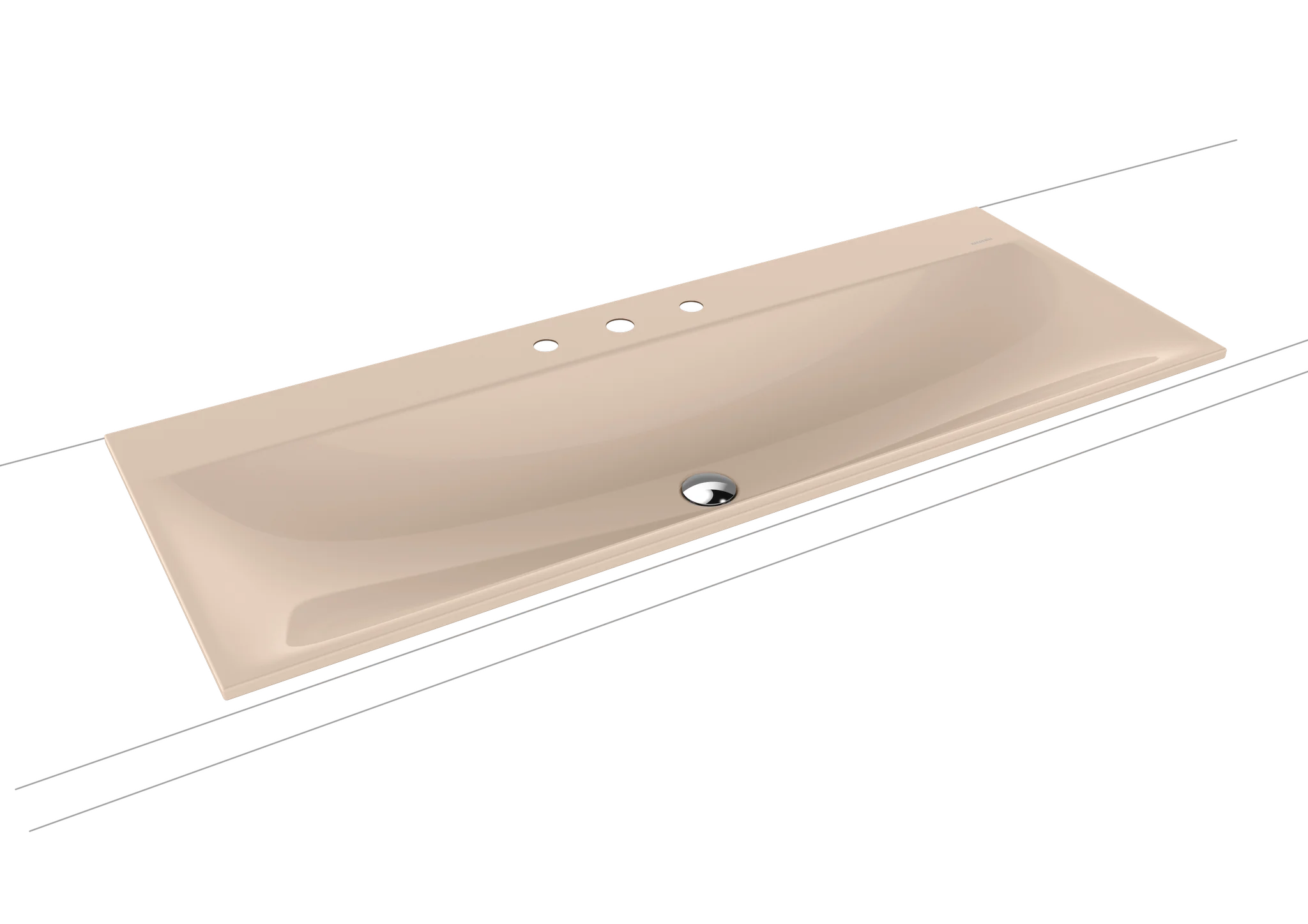 Kaldewei SILENIO Einbauwaschtisch, 1200x460 mm, bahamabeige, Perl-Effekt, Antidröhn mit Überlauf, Randhöhe 14 mm