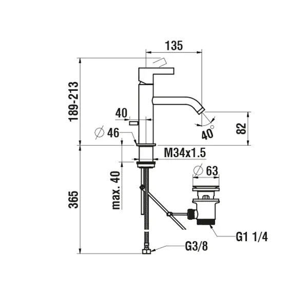 Einhebel-Waschtischmischer Kartell Festauslauf Ausladung 135 mm mit Ablaufventil chrom Einhebel-Waschtischmischer Kartell Festauslauf Ausladung 135 mm mit Ablaufventil chrom