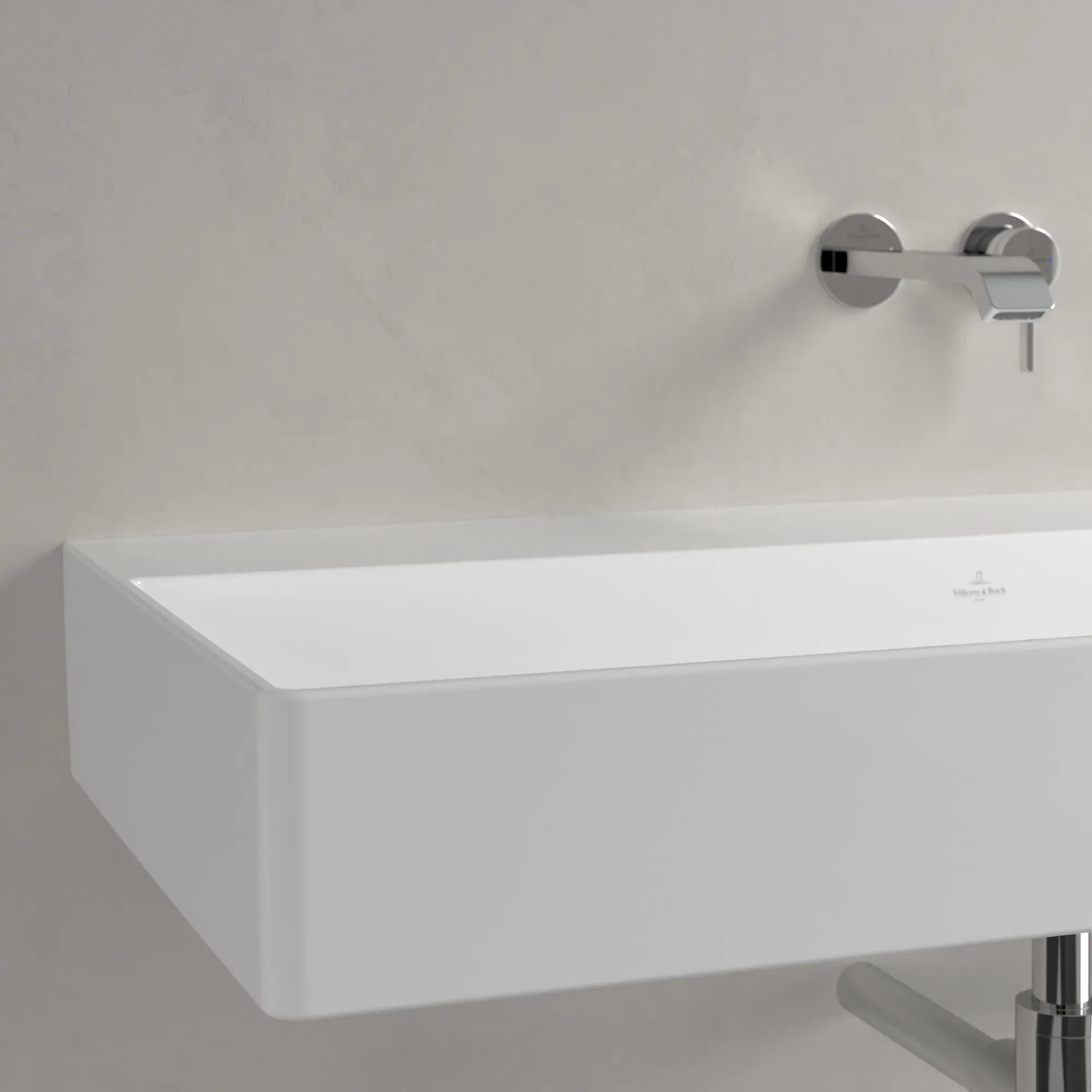 Villeroy & Boch Wandwaschtisch aus TitanCeram geschliffen „Memento 2.0“ 1000 × 470 × 135 mm, ohne Hahnlochbohrung in Weiß Alpin