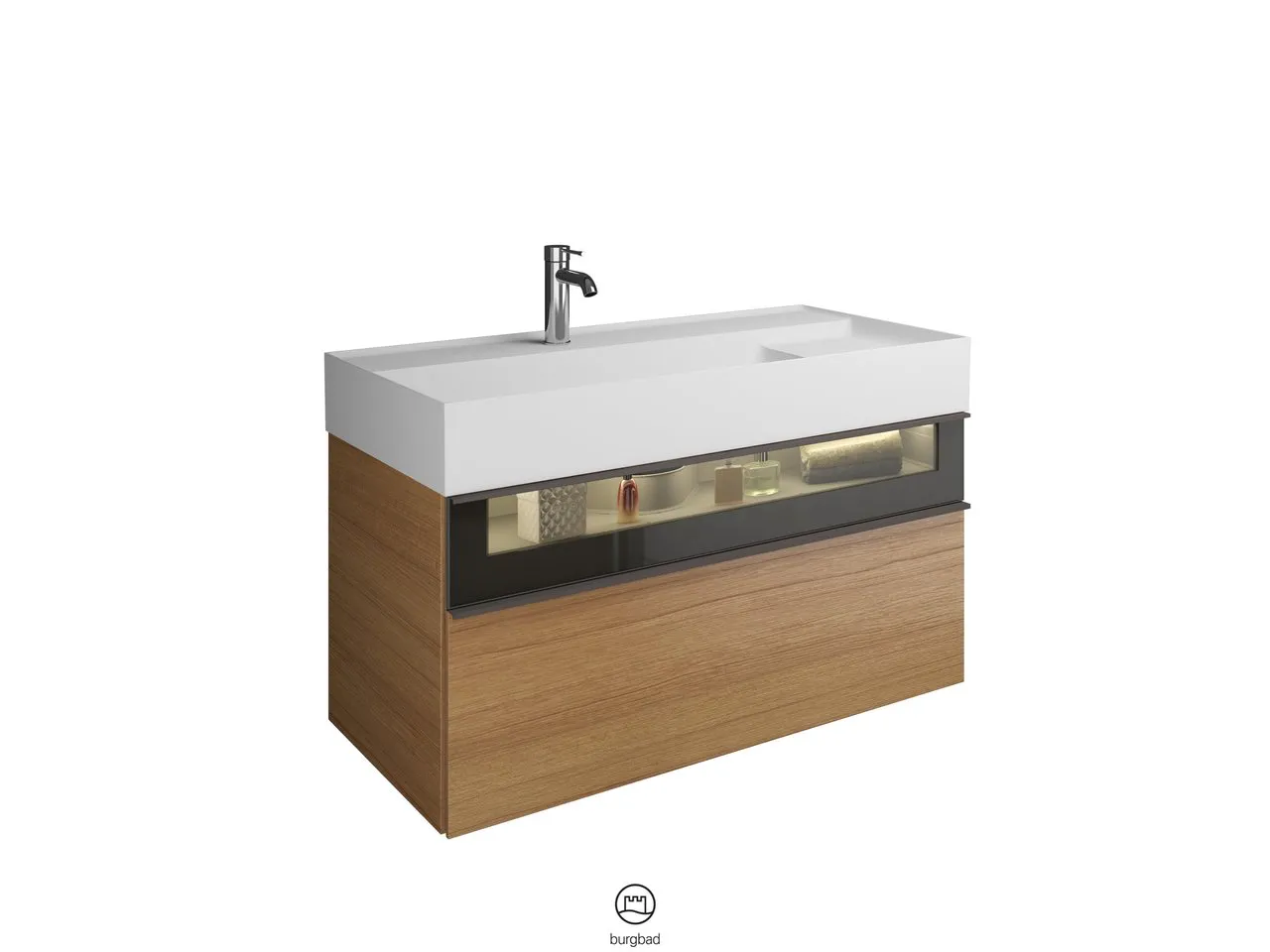 burgbad Yumo Mi-Waschtisch inkl. WTU SFMX102, Mineralguss, 470x1015x610mm, PG1 burgbad Yumo Mi-Waschtisch inkl. WTU SFMX102, Mineralguss, 470x1015x610mm, PG1