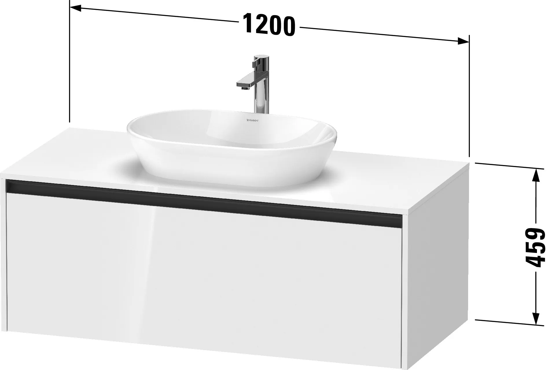 Duravit Waschtischunterschrank wandhängend „Ketho.2“ 120 × 45,9 × 55 cm in Betongrau Matt