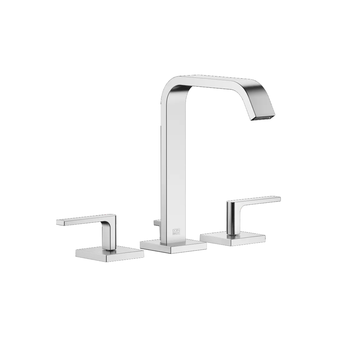 Dornbracht IMO Waschtisch-Dreilochbatterie Chrom gebürstet, Ausladung 165 mm, Armaturenhöhe 220 mm, Bohrungsdurchmesser Seitenventil 32 mm, Auslauf 35 mm, Rosette 60 x 60 mm Dornbracht IMO Waschtisch-Dreilochbatterie Chrom gebürstet, Ausladung 165 mm, Armaturenhöhe 220 mm, Bohrungsdurchmesser Seitenventil 32 mm, Auslauf 35 mm, Rosette 60 x 60 mm