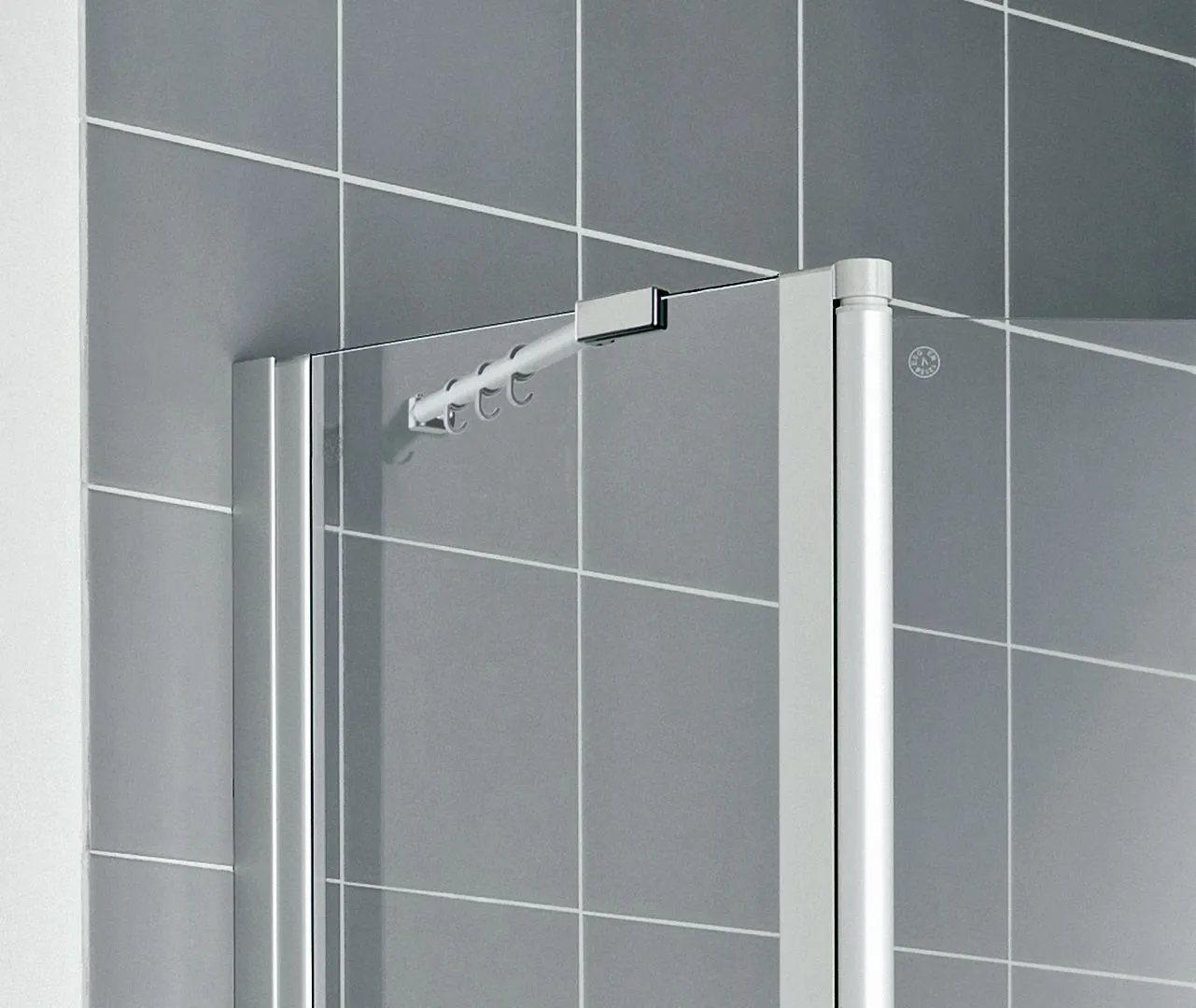 Kermi Duschtür Eckeinstieg 2-teilig (Pendeltüren mit Festfeldern) Halbteil links „IBIZA 2000“ 200 cm Glas SR Opaco, Profile Silber Mattglanz, Anschlag links, Drehtür zweiteilig