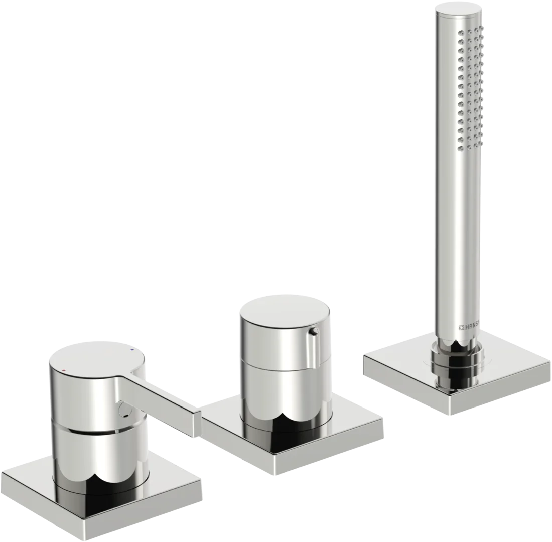 HansaLOFT Wannenarmatur Einhebelmischer Fertigmontageset für Wanne/Brause HansaLOFT 5779 Rosette eckig 1-strahlig 75x75mm Chrom