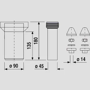 WC-Anschlussgarnitur DN 90, 180 mm