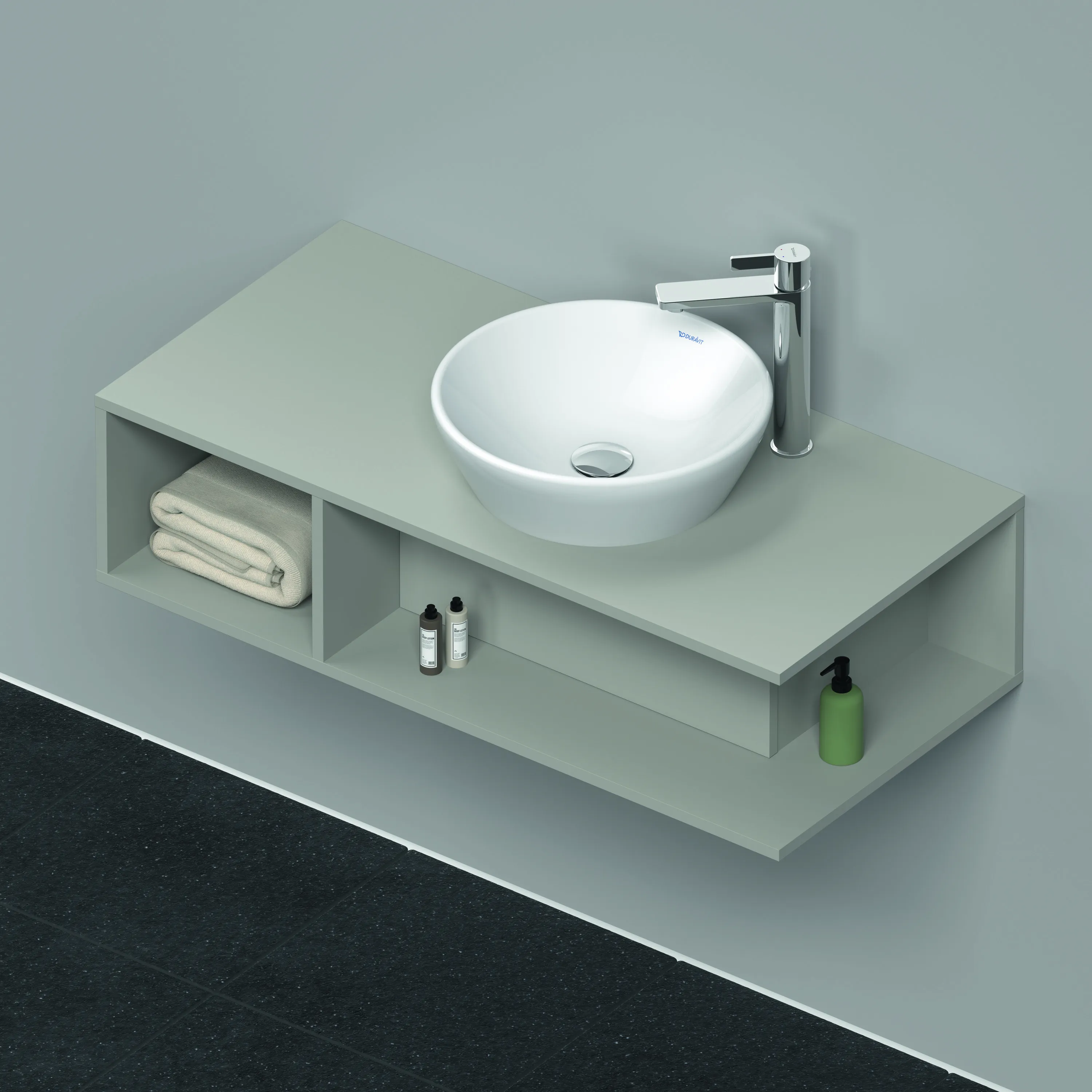 Duravit Waschtischunterschrank wandhängend „D-Neo“ 100 × 26 × 48 cm Betongrau Matt