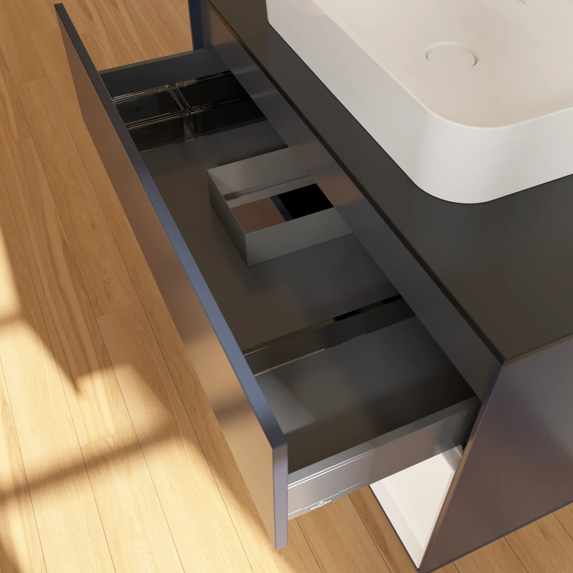 Villeroy & Boch Waschtischunterschrank „Finion“ für Schrankwaschtisch 1000 × 603 × 501 mm Midnight Blue Matt Lacquer, für Becken mittig
