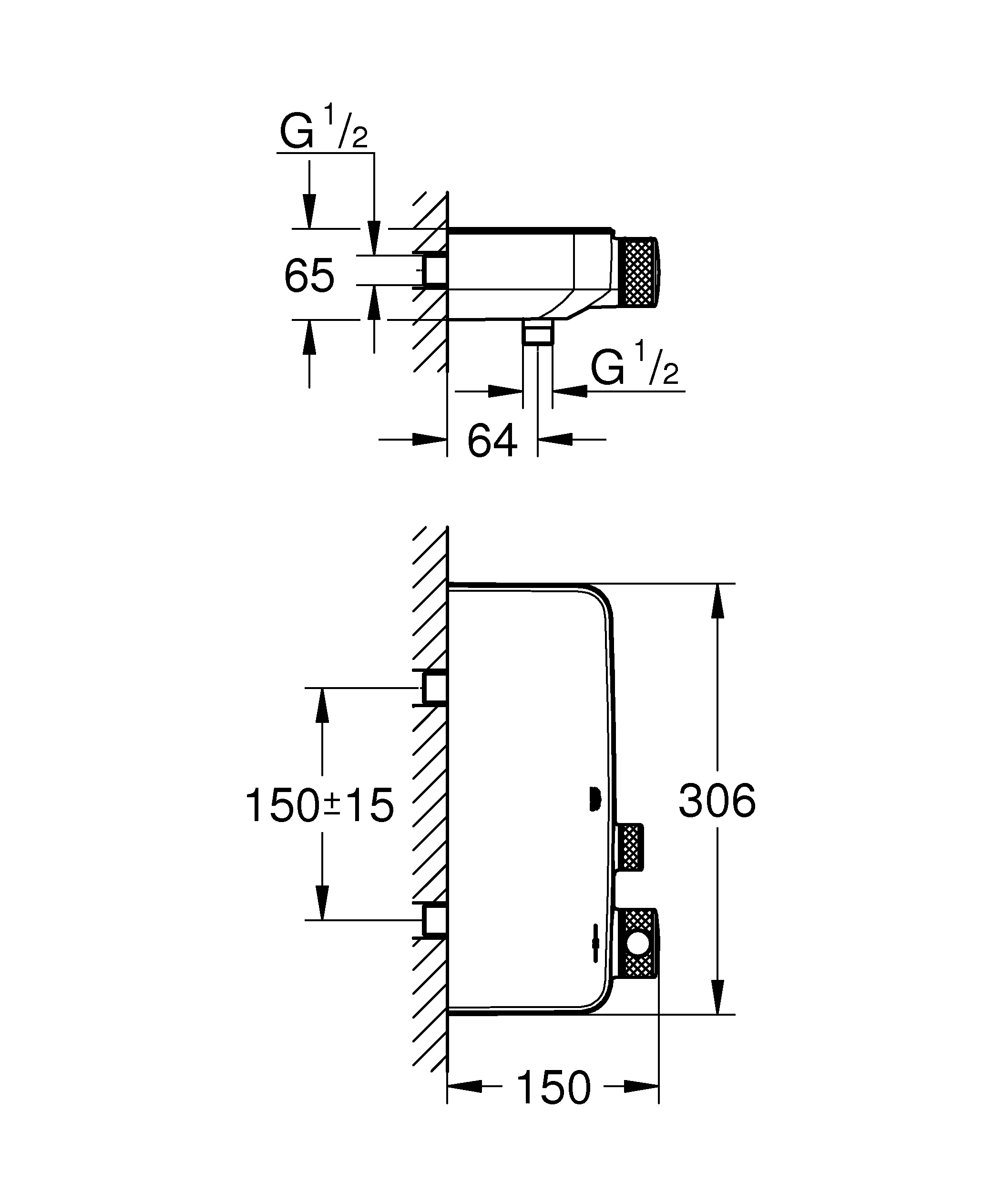 Thermostat-Brausebatterie Grohtherm SmartControl 34719, Wandmontage, eigensicher, chrom