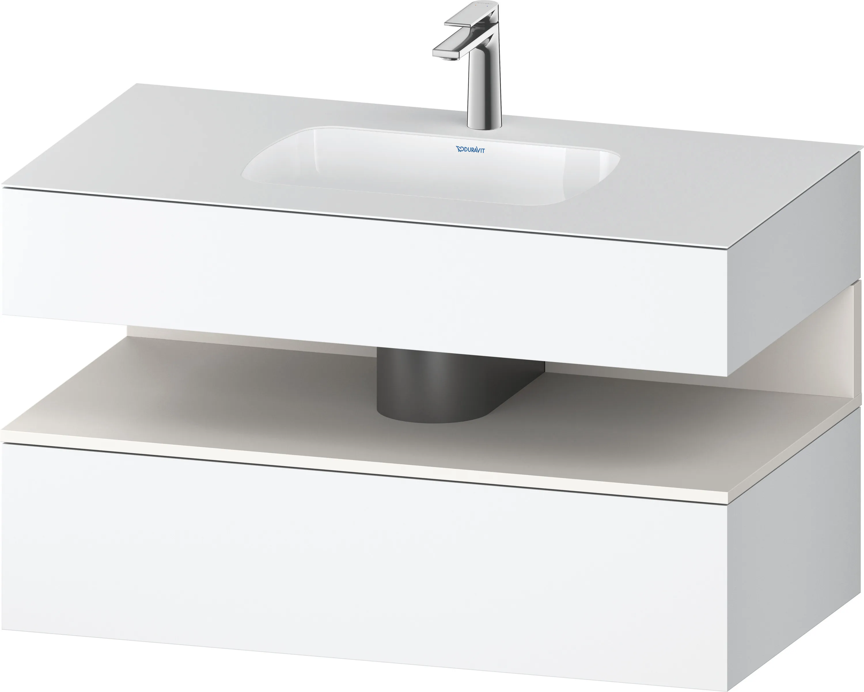 Einbauwaschtisch mit Konsolenwaschtischunterbau „Qatego“ 100 × 55 × 60 cm, ohne Beleuchtung