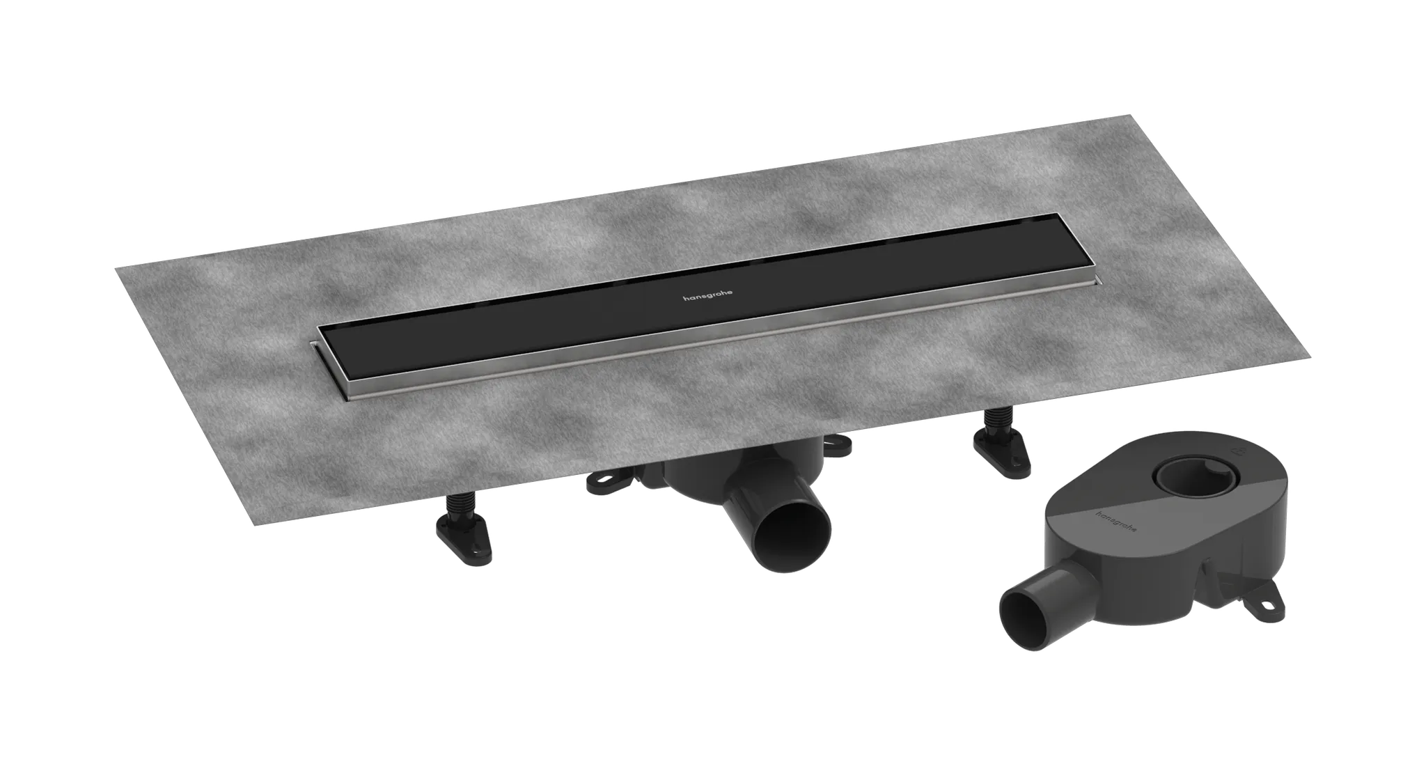 Hansgrohe RainDrain Go Komplettset Duschrinne 500 mm, rückseitig befliessbar, Mattschwarz