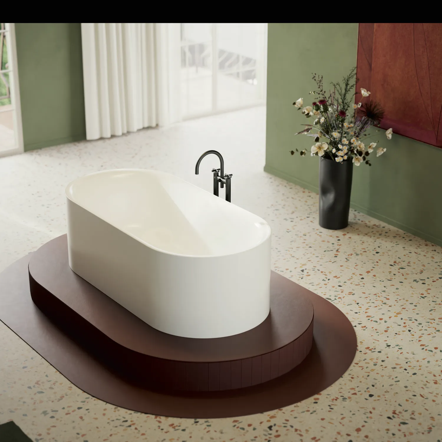 Bette BetteLux Oval Silhouette Badewanne, Edelweiß, 1900 x 900 mm, Randhöhe 575 mm, 2-Sitzer, freistehend, glasierter Titan-Stahl