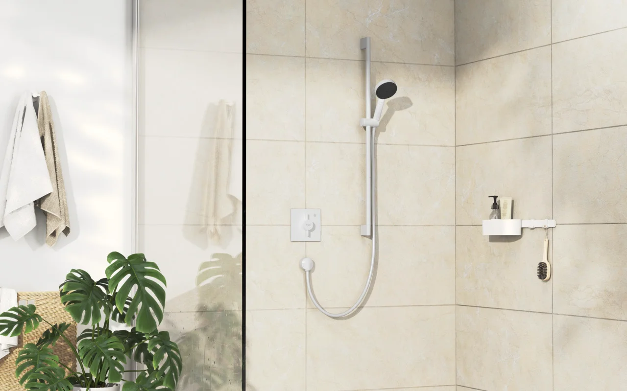 Hansgrohe DuoTurn E Mischer Unterputz, 1 Verbraucher, mattweiß, flache Rosette, Keramikmischsystem, max. Durchflussmenge 29,5 l/min bei 3 bar