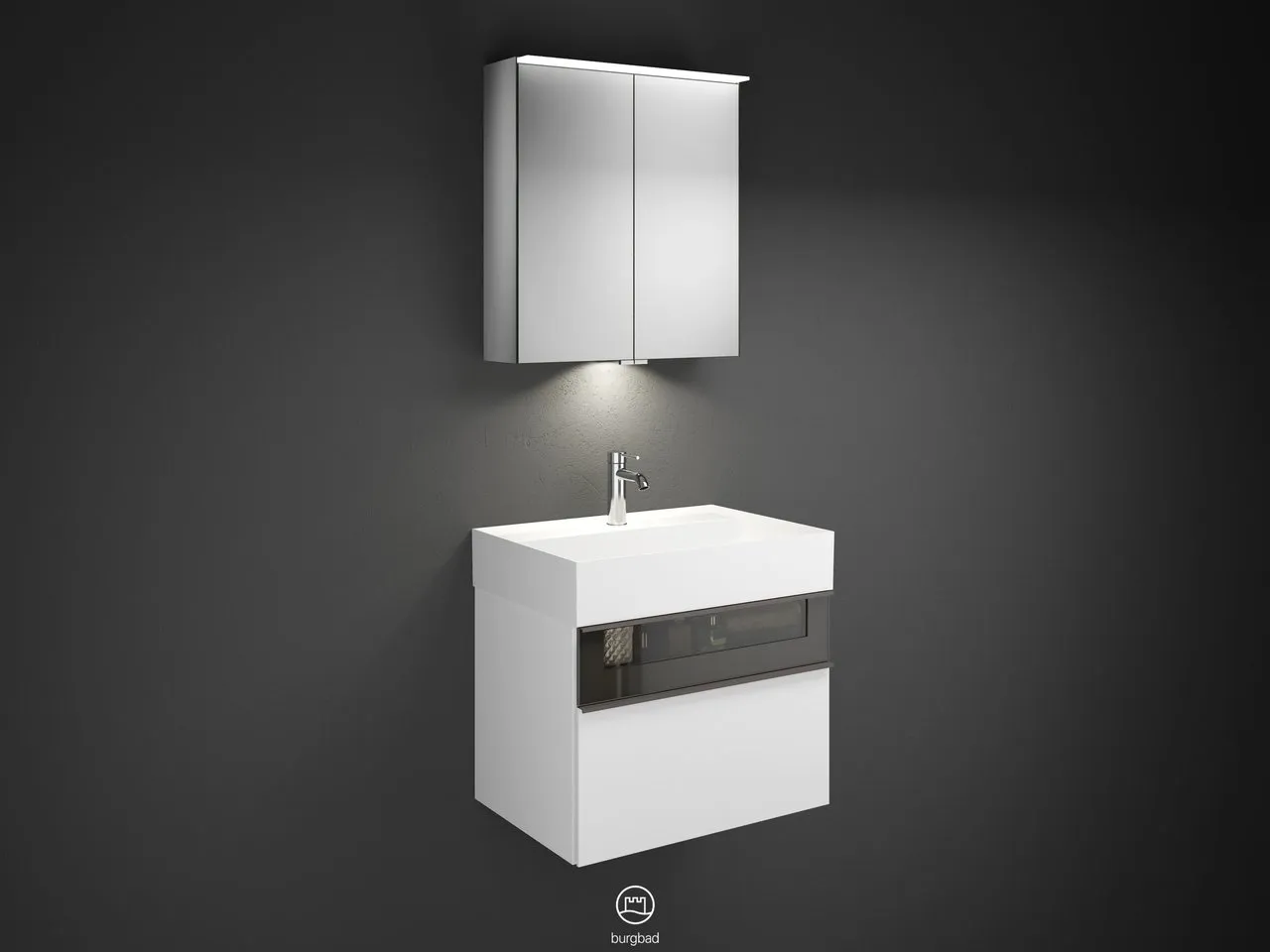 burgbad Yumo SFLA067 Badmöbelset Spiegelschrank mit Mineralguss-Waschtisch burgbad Yumo SFLA067 Badmöbelset Spiegelschrank mit Mineralguss-Waschtisch