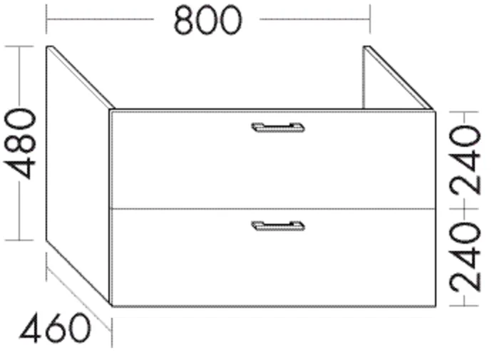 Burgbad Waschtischunterschrank Sys30, 80 cm breit, 48 cm hoch, 46 cm tief, 1 Schublade oben mit Siphonausschnitt, 1 Auszug unten