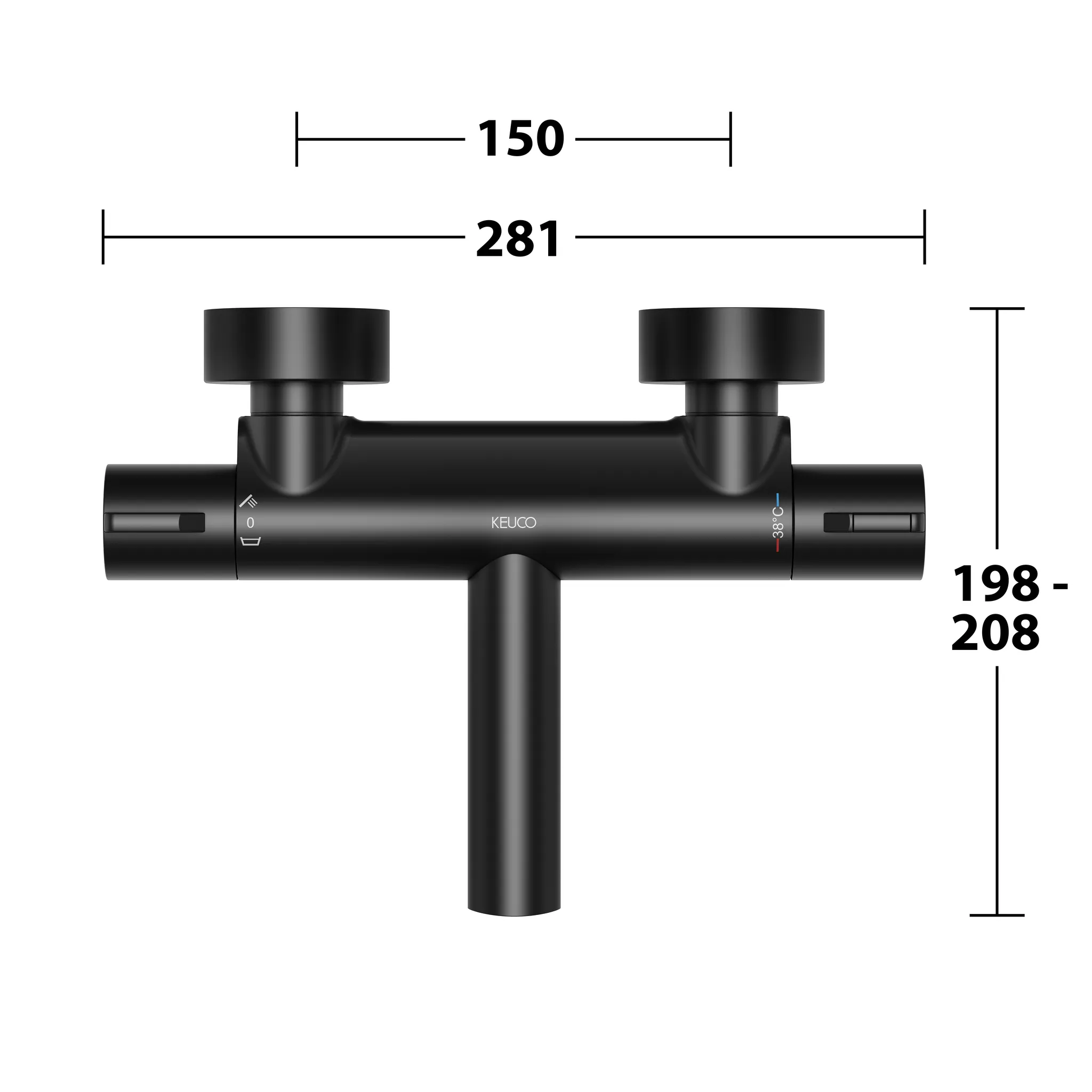 Plan blue Thermostat-Wannenarmatur Aufputz schwarz matt Plan blue Thermostat-Wannenarmatur Aufputz schwarz matt