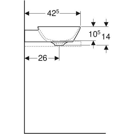Aufsatzwaschtisch in Schalenform „One“, rechteckig 50 × 42,5 cm mit KeraTect®