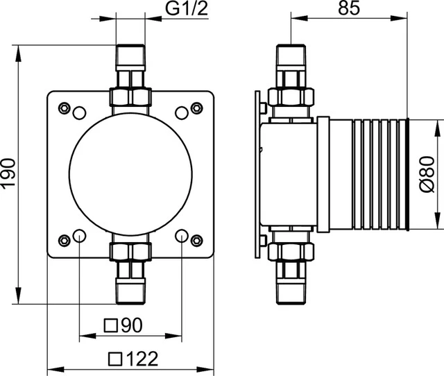 Armaturenzubehör 59949000070 Rohrunterbrecher mit Abdeckung rund/eckig Armaturenzubehör 59949000070 Rohrunterbrecher mit Abdeckung rund/eckig